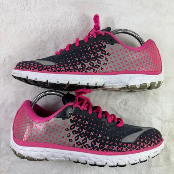 Brooks PureFlow 5 Womens sz 9.5 1202071B688 Trail Running Shoe Black / Pink EUC - Picture 5 of 9